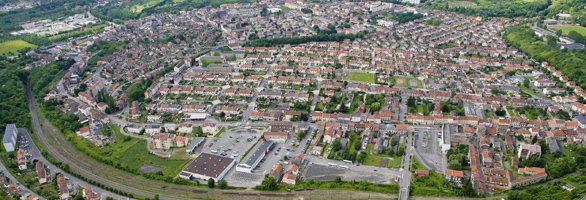 Vue aérienne de la ville de Joeuf